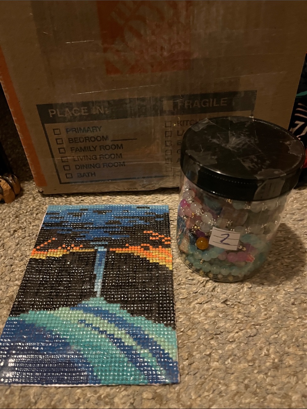 Tiny diamond art painting and mystery jewelry jar